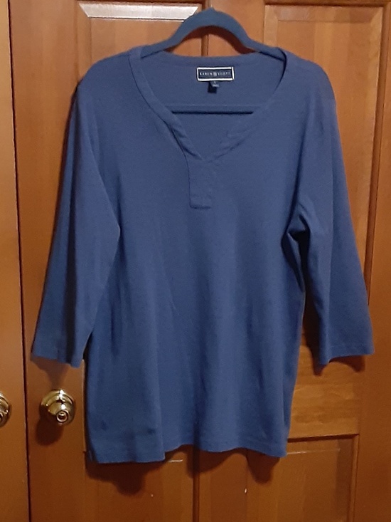 Karen Scott Tops - Karen Scott Blue Soft Cotton Top